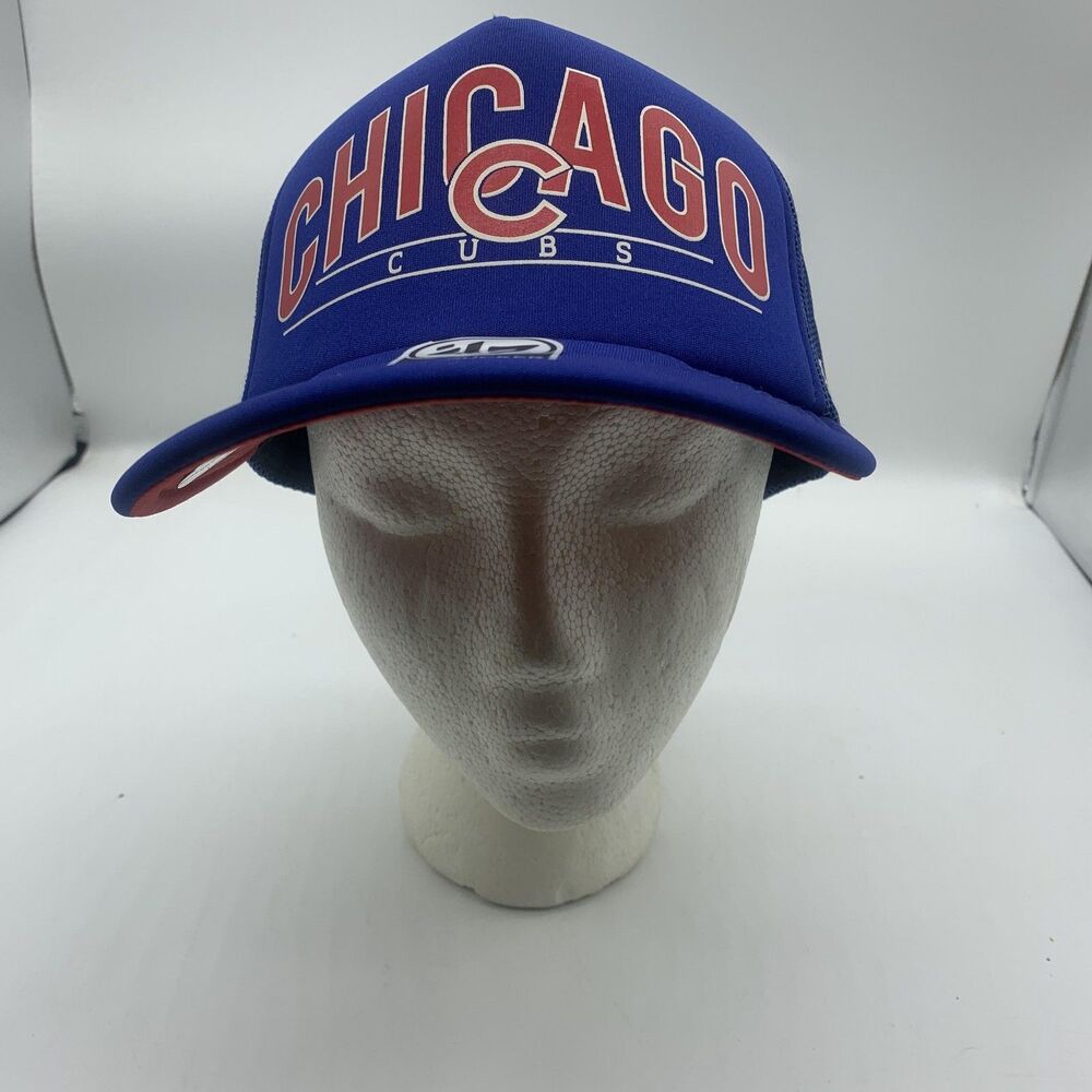 Chicago Cubs Hat Cap Snap Back Mens One Size Blue MLB Baseball Trucker '47